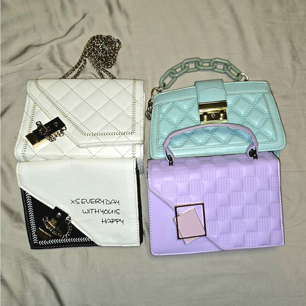 Chic Mini Bag Set - White, Mint, and Lavender